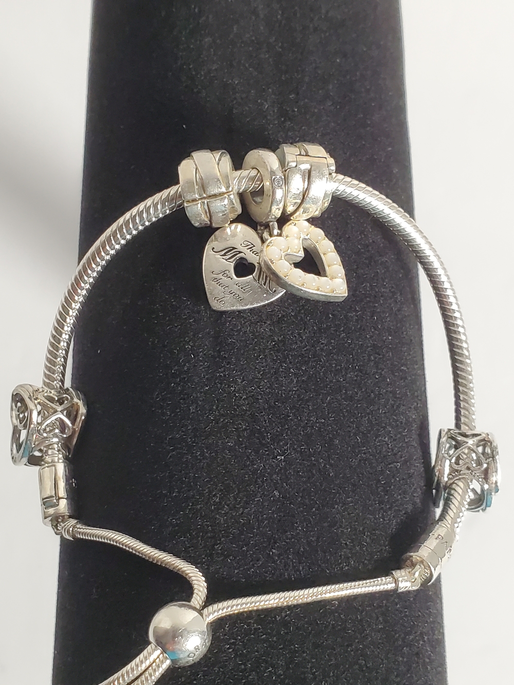 Pandora Two-Tone Silver Bracelet with Heart Charms